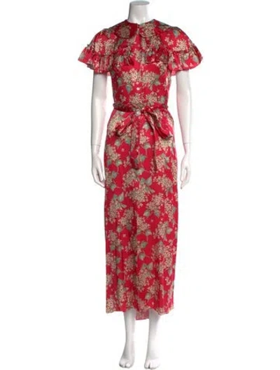 Pre-owned The Vampire's Wife Floral Print Long Dress In Red