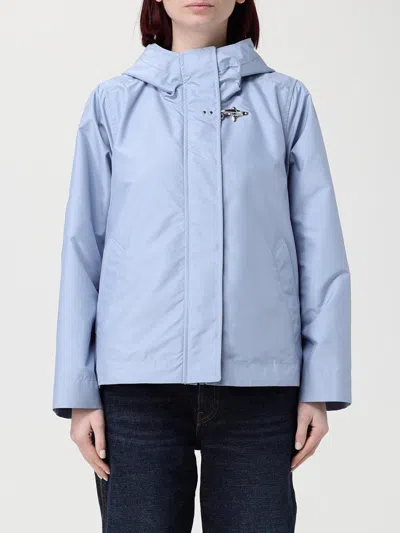 Fay Short Parka In Technical Poplin With Hook In Blue