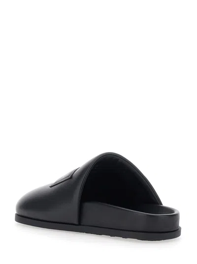 Givenchy Label Flat Mules In Black Nappa Leather Women In Multi