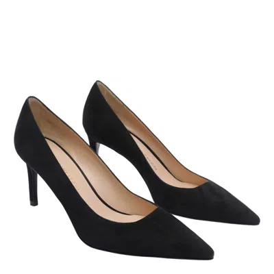 Stuart Weitzman Anny 70 Pointed-toe Suede Court Shoes In Black