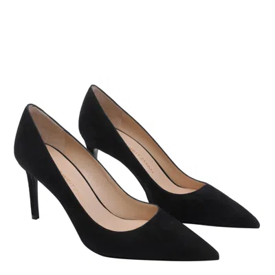 Stuart Weitzman Anny 70 Pointed-toe Suede Court Shoes In Black