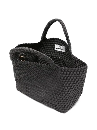 Marrea Medium Slate Whisper Woven Handle Tote Bag In Black