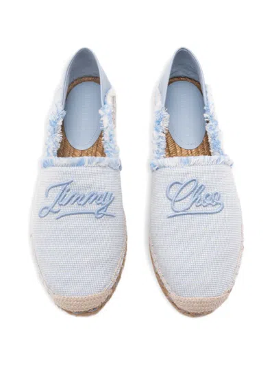 Jimmy Choo Avi Embroidered Canvas Espadrilles In Blue