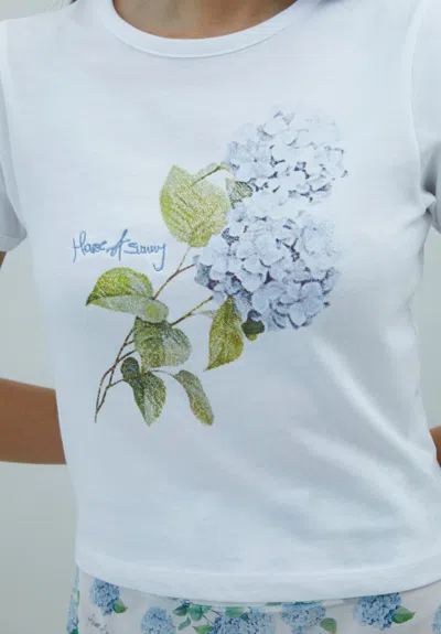 House Of Sunny Hydrangea Baby Tee In White