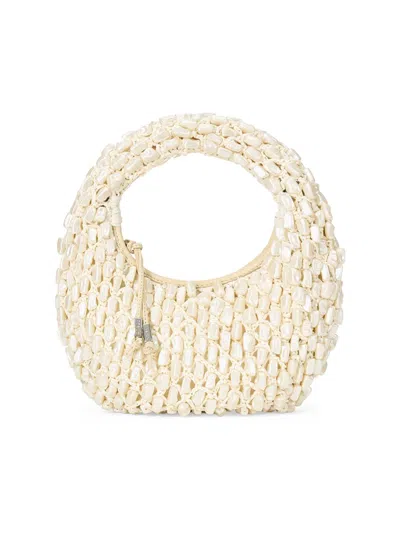 Staud Reef Bead-embellished Crochet Top Handle Bag In Neutral