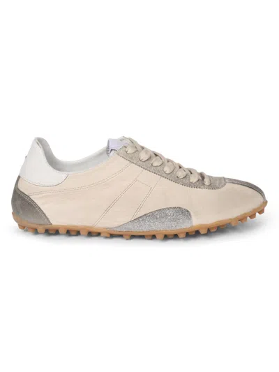 Maison Margiela Sprinters Beige Sneaker With Insert Design And Serrated Sole In Leather Women In Neutral