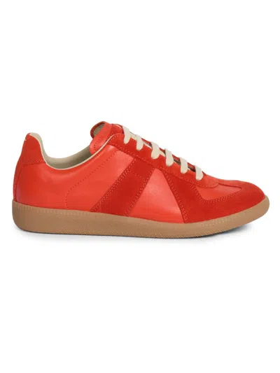 Maison Margiela Replica Leather And Suede Sneakers In Red