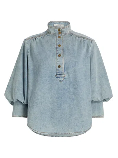 Zimmermann Kindred Spirit Denim Pullover Top In Blue