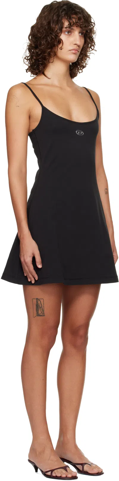 Diesel Mini Dress With Spaghetti Straps And Scoop Neck In Black