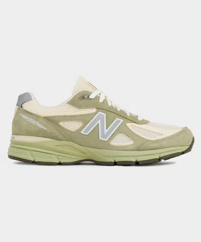 New Balance White And Green Made In Usa 990v4 Sneakers In Multi