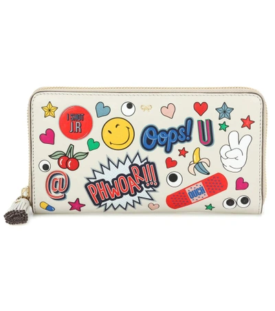 Anya Hindmarch Large Zip-around Printed Leather Wallet In Chalk Circus