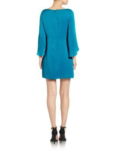 Shop Milly Butterfly Stretch-silk Dress In Teal