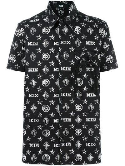 Ktz Monogram Print Shortsleeved Shirt In Black