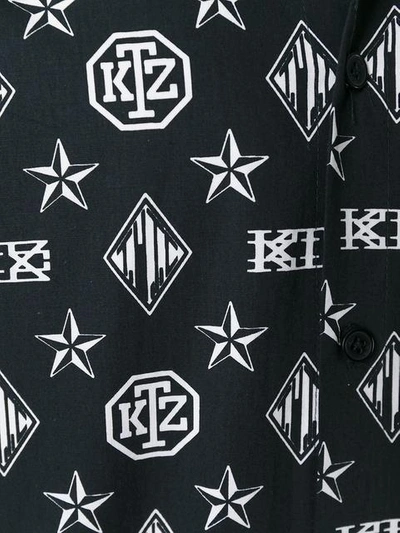 Shop Ktz Monogram Print Shortsleeved Shirt In Black