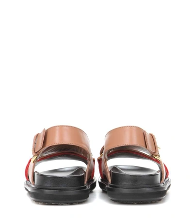 Shop Marni Leather Sandals In Cameo+iediae Red