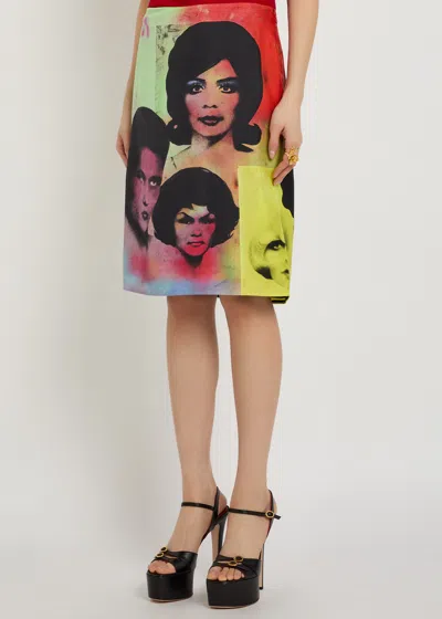 Versace Printed Silk Twill Pencil Skirt In Animal Print