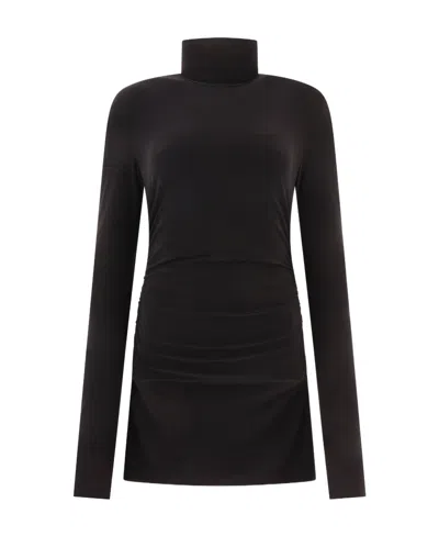 Norma Kamali Pickleball Ruched Stretch-jersey Mini Dress In Black