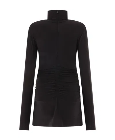 Norma Kamali Pickleball Ruched Stretch-jersey Mini Dress In Black