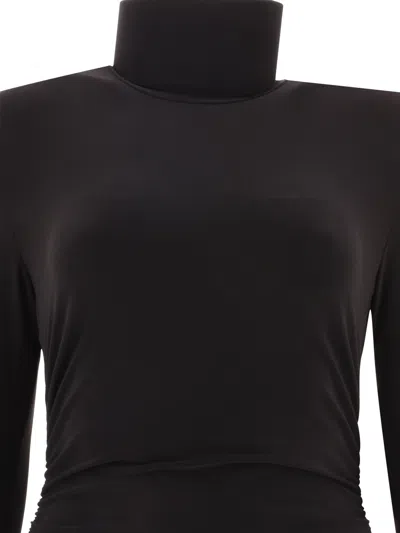 Norma Kamali Pickleball Ruched Stretch-jersey Mini Dress In Black
