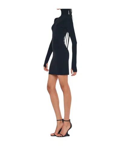 Norma Kamali Pickleball Ruched Stretch-jersey Mini Dress In Black