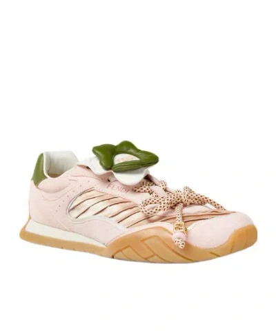 Fendi Wave Pulse Suede Sneakers With Satin Inserts In Multi