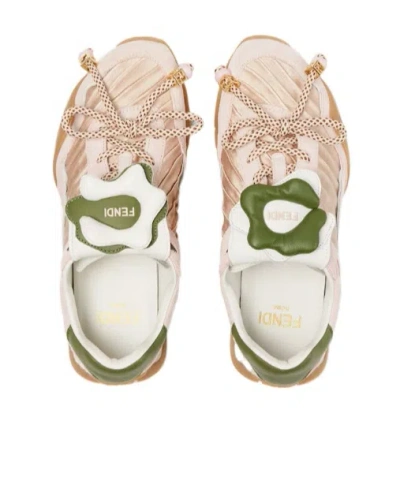 Fendi Wave Pulse Suede Sneakers With Satin Inserts In Multi
