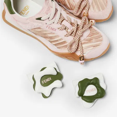 Fendi Wave Pulse Suede Sneakers With Satin Inserts In Multi