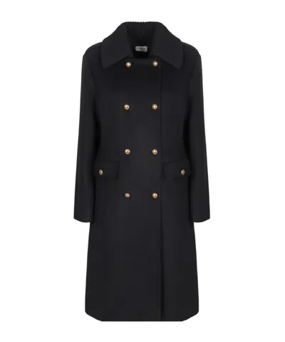 P.a.r.o.s.h Double-breasted Removable-collar Coat In Black
