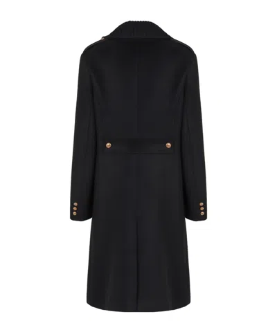 P.a.r.o.s.h Double-breasted Removable-collar Coat In Black