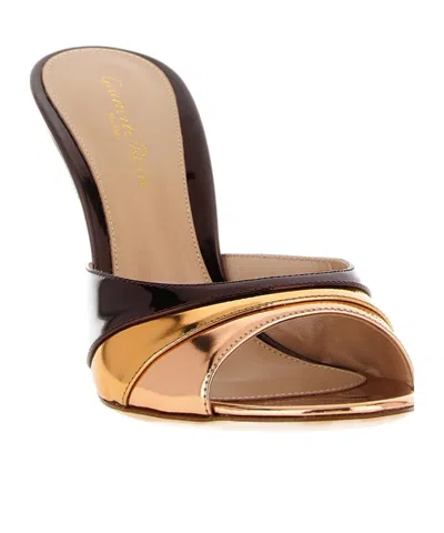 Gianvito Rossi Metallic Finish Stiletto Heel Open Back Mules In Brown