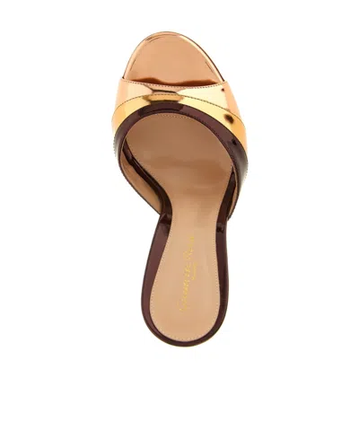 Gianvito Rossi Metallic Finish Stiletto Heel Open Back Mules In Brown