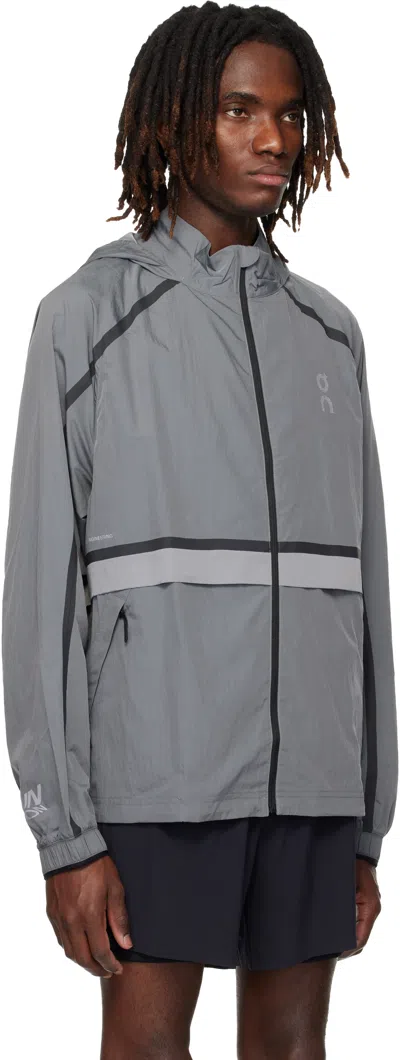 On Gray Performance Volt Running Jacket In Blue
