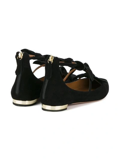 Shop Aquazzura Black St. Tropez Ballet Flats