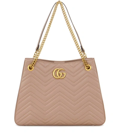 Gucci Gg Marmont Matelasse Leather Shoulder Bag - Coral In Nude