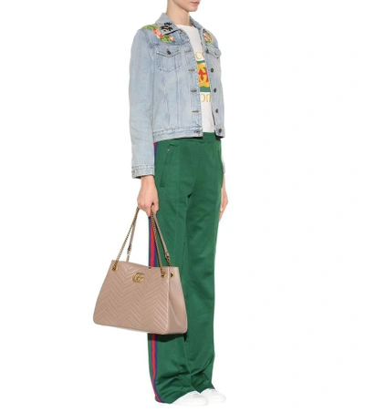Shop Gucci Gg Marmont Leather Shoulder Bag In Neutrals