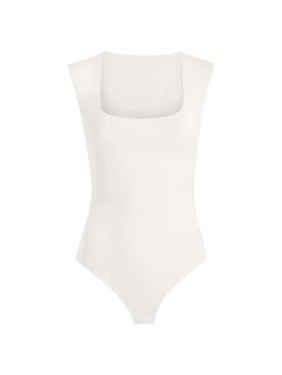 Commando Cap-sleeve Neoprene Thong Bodysuit In White