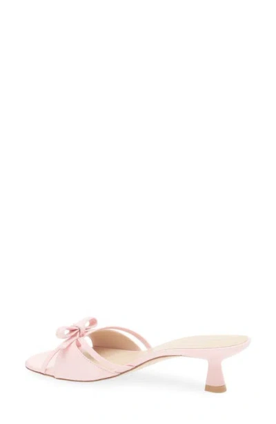 Stuart Weitzman Felicity Leather Bow Kitten-heel Mules In Pink
