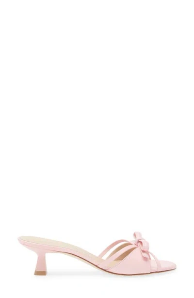 Stuart Weitzman Felicity Leather Bow Kitten-heel Mules In Pink