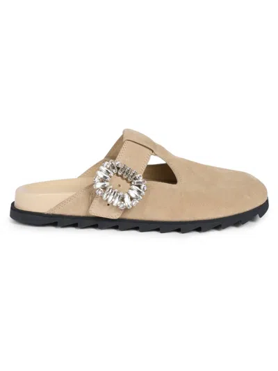 Roger Vivier Slidy Viv Closed T-strap Mule In Neutral