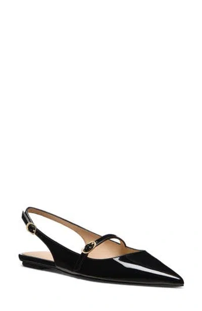 Stuart Weitzman Emilia Patent Mary Jane Slingback Ballerina Flats In Black