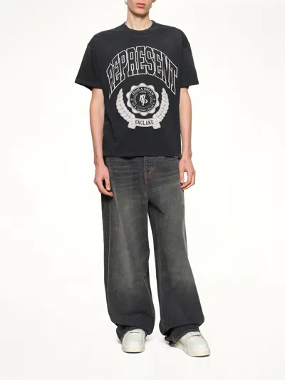 Represent Oversized Printed Cotton T-shirt In Black