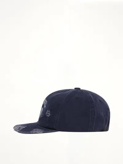 We11 Done Navy Distressed Collegiate Cap In Blue