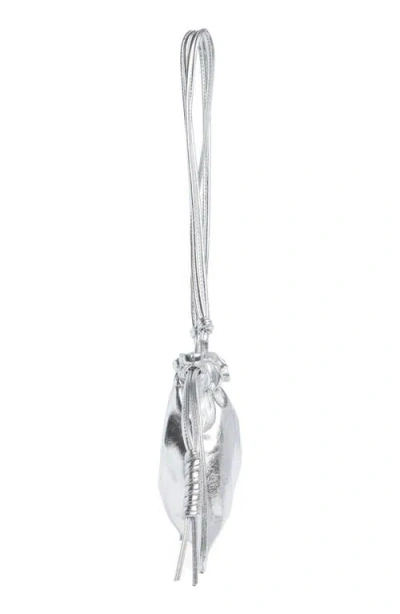 Bcbg Drawstring Metallic Bag In Silver