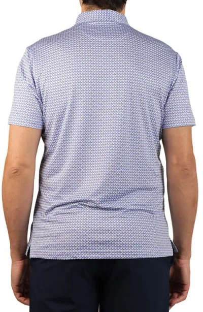 Tailorbyrd Nested Diamond Print Performance Polo In Blue