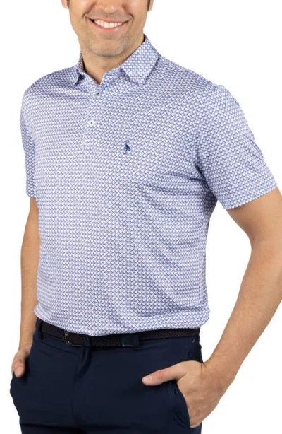 Tailorbyrd Nested Diamond Print Performance Polo In Blue