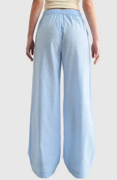 Lush Stripe Wide Leg Pull-on Pants In Blue