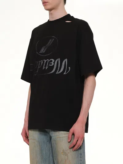 We11 Done Destroyed Reverse Logo T-shirt In Black