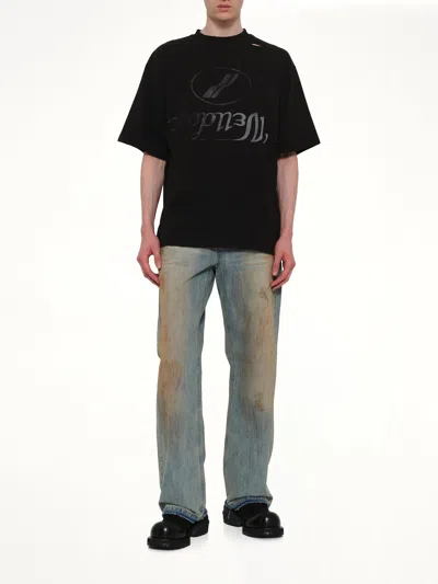 We11 Done Destroyed Reverse Logo T-shirt In Black