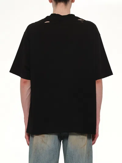 We11 Done Destroyed Reverse Logo T-shirt In Black