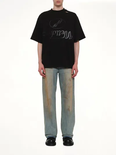We11 Done Destroyed Reverse Logo T-shirt In Black